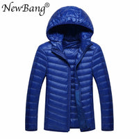 NewBang Brand 8XL 9XL 10XL 11XL Men Ultra Light Duck Down Jacket Lightweight Feather Hooded Coat Outwear Plus  Large Size