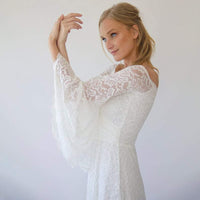 BLUSHFASHION - Original Bestseller Off the Shoulder Wrap Wedding Dress With Bell Sleeves #1279