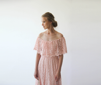 BLUSHFASHION - Original Ruffled Crinkle Off-Shoulder Pink Dress #1229