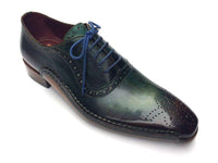 Paul Parkman Green & Purple Handmade Oxfords (ID#OPK215C)