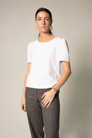 LE REUSSI - Original Elegant Round Neck Blouse in White