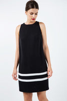 CONQUISTA FASHION - Original Black Sleeveless Dress With White Stripe Detail