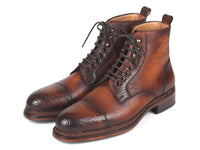 Paul Parkman Antique Burnished Leather Boots Brown (ID#5075-BRW)