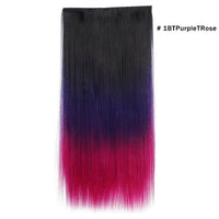 Original Synthetic Clip in Hair Extension Ombre Bayalage Long Straight Flase Hair Pieces for Women 24" 5clips One Piece 3/4 Head