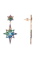 Original Northern Star Burst Multi Coloured Gemstone Earrings Rosegold