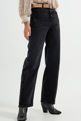 Q2 - Original Rise Straight Jeans in Washed Black