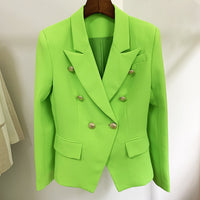 HAGEOFLY - Original Green Blue Yellow Black White Blazer Women Office Formal Double Breasted Buttons Blazer Women Blazers High Quality Drop Ship