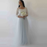 BLUSHFASHION - Original Curvy  Off-Shoulder Two Colors Wedding Dress #1134