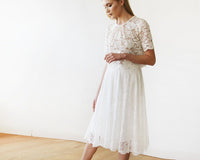 BLUSHFASHION - Original Floral Lace Midi Bridal Skirt 3030