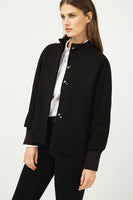 CONQUISTA FASHION - Original Woollen Black Short Jacket With Knit Cuffs