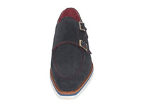 Paul Parkman Men's Smart Casual Monkstrap Shoes Navy Suede (ID#189-NVY-SD)