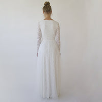 BLUSHFASHION - Original Bestseller Ivory Wedding Dress , Sheer Illusion Tulle Skirt on Lace #1315