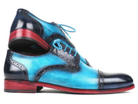 Paul Parkman Two Tone Cap-Toe Derby Shoes Blue & Turquoise (ID#046-TRQ)