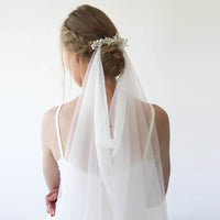 BLUSHFASHION - Original Pearl Tulle Wedding Draped Veil  #4033