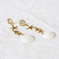 Original Crystal Star Porcelain Seashell Earrings