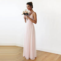 BLUSHFASHION - Original Light Pink Maxi Dress With Adjustable Straps   #1170