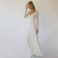 BLUSHFASHION - Original Ivory Off Shoulder Wrap Long Sleeves ,Mermaid Wedding Dress #1280