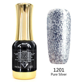 Venalisa 12ml Supper Diamond Top Coat Supply Nail Art Enamel Gel Nail Polish Shining Glitter Sequin Starry Platinum Paint Gel