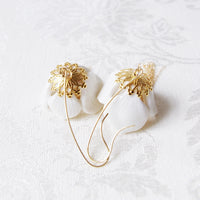 POPORCELAIN - Original Porcelain Snowdrop Flower Tassel Earrings