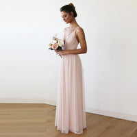 BLUSHFASHION - Original Light Pink Maxi Dress With Adjustable Straps   #1170