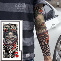 10 Pc Fake Temporary Tattoo Sleeves Tattoos Full Long Slip on Arm Tattoo Sleeve Kit Men Elastic Nylon Glove Tattoos Black Skull Design