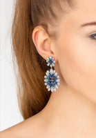 Original Babylon Ice Blue Gradient Flower Drop Earrings Silver