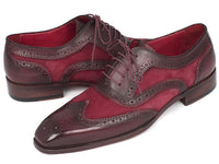 Paul Parkman Suede & Calfskin Men's Wingtip Oxfords Bordeaux (ID#228BRDSD)