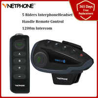 Vnetphone V8 Bluetooth Motorcycle Helmet Intercom Headsets 1200M for 5 Riders Interphone Wireless Remote Control FM Radio