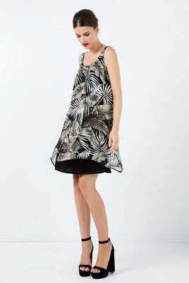 CONQUISTA FASHION - Original Sleeveless Print Chiffon Dress With Layers