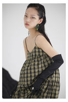 MARIGOLDSHADOWS - Original Sango Loose Plaid Spaghetti Strap Dress