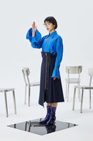 MARIGOLDSHADOWS - Original Kokone Pleated Asymmetrical Skirt - Navy Blue