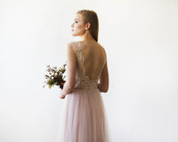 BLUSHFASHION - Original Pink Blush Tulle & Lace Sleeveless Maxi Gown #1145