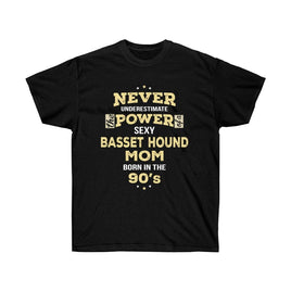 Never Underestimate Basset Hound Mom Made in the 90s T-Shirt