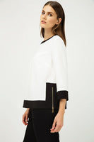 CONQUISTA FASHION - Original Boat Neck Top With Zip Detail IN Black and White