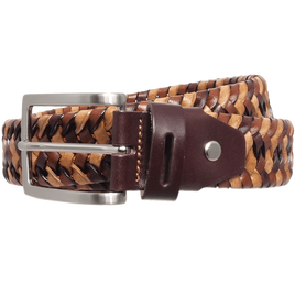 34 Mm Tri-Color Elastic Weave Belt Brown