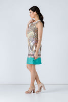 CONQUISTA FASHION - Original Turquoise Paisley Sleeveless Dress