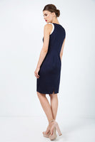 CONQUISTA FASHION - Original Navy Blue Sleeveless Dress With Contrast Detail