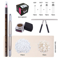 Permanent Makeup Kit Microblading Neddle Eyebrow Pencil Manual Pen Practice Skin Ruler Inkcups Microblading Pigment Tattoo Kit