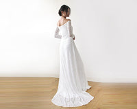 BLUSHFASHION - Original Ivory Wedding Dress With a Slit & Train #1179