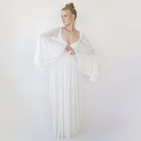 BLUSHFASHION - Original Bohemian Ivory Sweetheart Wedding Dress With Bell Sleeves 1362