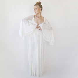 BLUSHFASHION - Original Bohemian Ivory Sweetheart Wedding Dress With Bell Sleeves 1362