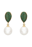 Original Baroque Pearl Classic Drop Earrings Emerald Green
