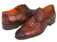 Paul Parkman Light Brown Crocodile Embossed Calfskin Derby Shoes (ID#1438TAB)