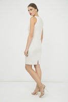 CONQUISTA FASHION - Original Sand Colour Sleeveless Dress With Contrast Detail