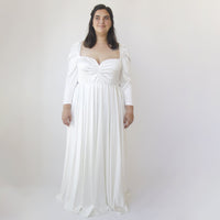 BLUSHFASHION - Original Ivory Sweetheart Wedding Dress With Puffy Sleeves #1341