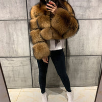 HAINING LEATHER FUR FACTORY OUTLETS - Original Raccoon Fur Coat Women Real Fur Coat Natural Raccoon Fur Coat Long Sleeve