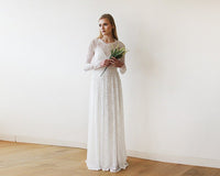 BLUSHFASHION - Original Round Neckline Bridal Lace Dress #1147