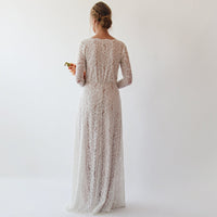 BLUSHFASHION - Original Bestseller Curvy   Vintage Style Long Sleeves Lace Wedding Dress  #1258