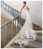 LORIE - Original Mermaid Wedding Dress Sleeves 2021 Vestidos De Novia Vintage Lace Sweetheart Neck Bridal Gown Backless Wedding Gowns
