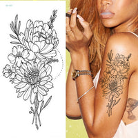 10 Pc Mandala Lotus Flower Tattoo Mehndi Henna Stickers for Hands Sexy Arab Tattoo Black Sketches Tattoo Designs Waterproof Body Art